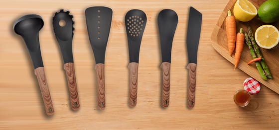 Acessórios de cozinha utensílios de cozinha não tóxicos personalizados com ferramentas de manuseio ABS preto