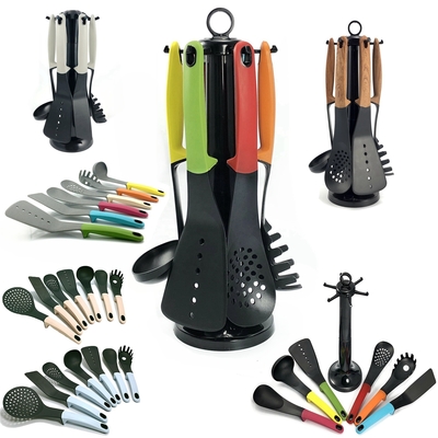 Conjunto de utensílios de cozinha de nylon de ninho compacto Conjunto de utensílios de cozinha ecológicos