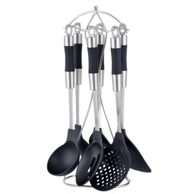 Copo de plástico Spatula Fork Ladle Tong Turner utensílios de cozinha Conjunto com logotipo personalizado