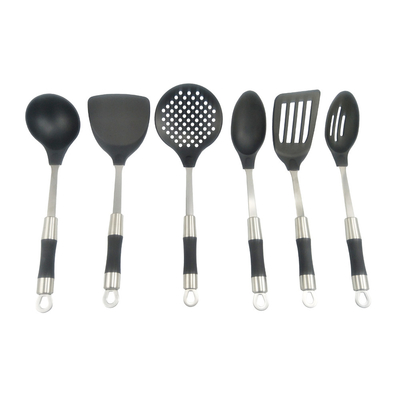 Copo de plástico Spatula Fork Ladle Tong Turner utensílios de cozinha Conjunto com logotipo personalizado