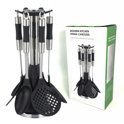 Copo de plástico Spatula Fork Ladle Tong Turner utensílios de cozinha Conjunto com logotipo personalizado