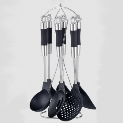Copo de plástico Spatula Fork Ladle Tong Turner utensílios de cozinha Conjunto com logotipo personalizado